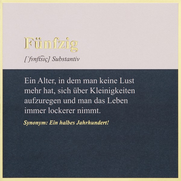 Zahlengeburtstag 50er - SimplyGold - Plastikfrei (Quadratisch)