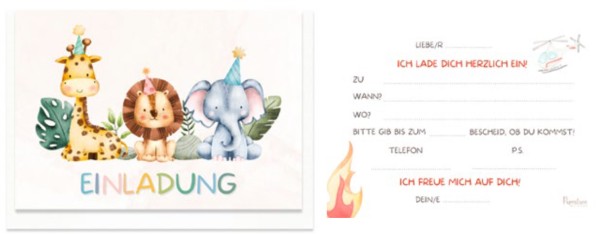 Einladungskarte Kinder 6er