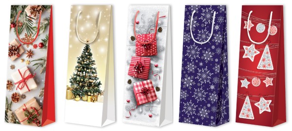 Weihnachten Tragtaschen sortiert Flasche