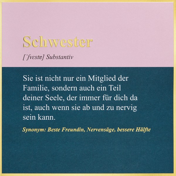 Schwester - SimplyGold - Plastikfrei (Quadratisch)