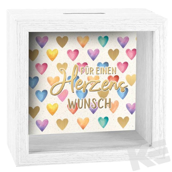 Spardose Holz Rahmen - Herzenswunsch