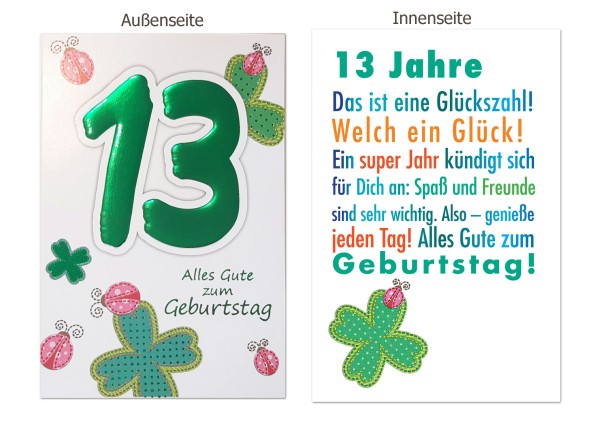 Zahlengeburtstag Kinder - 13er