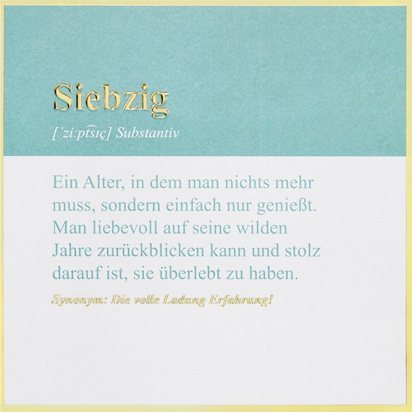 Zahlengeburtstag 70er - SimplyGold - Plastikfrei (Quadratisch)
