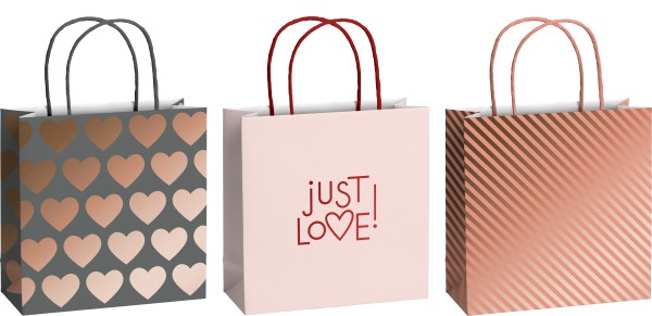 Tragtasche sortiert A5 quadratisch - Love