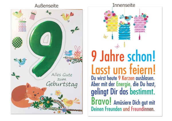 Zahlengeburtstag Kinder - 9er