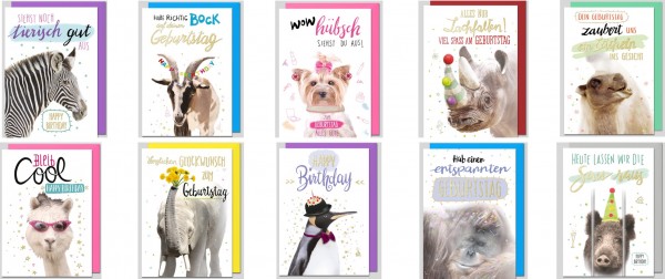 Sortiment Geburtstag - Sprüche mit Tiere