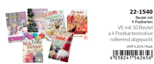 Postkarten Weihnachten 4er