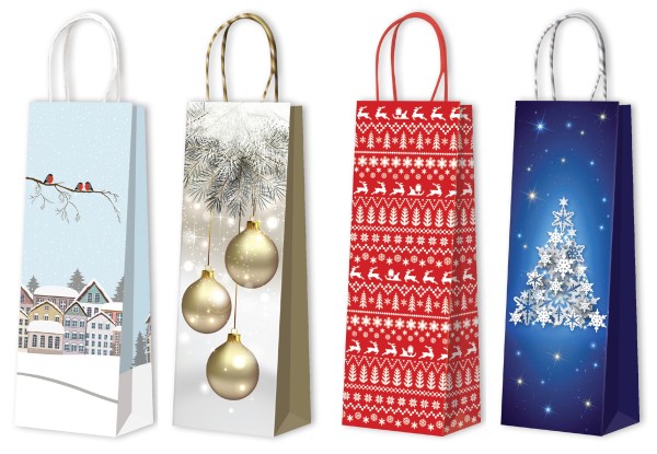 Weihnachten Tragtaschen sortiert Flasche
