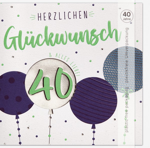 Zahlengeburtstag 40er - Good Vibes Nature - Plastikfrei (Quadratisch)