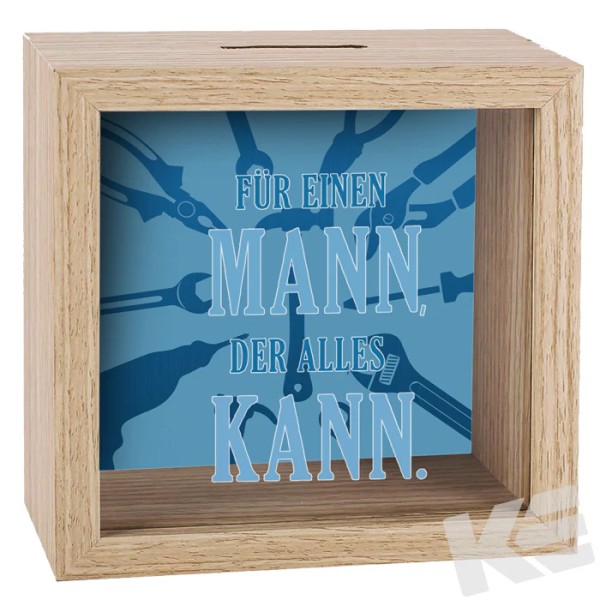 Spardose Holz Rahmen - Mann