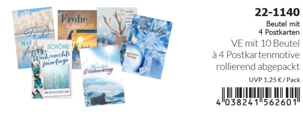 Postkarten Weihnachten 4er