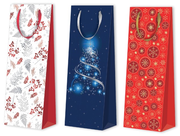 Weihnachten Tragtaschen sortiert Flasche