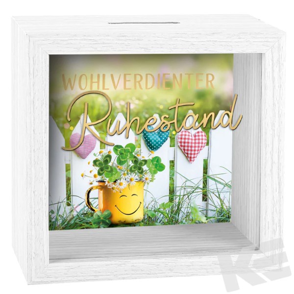 Spardose Holz Rahmen - Ruhestand